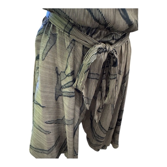 HALSTON HERITAGE Sleeveless Printed Mock-Neck Dress Stone/Steel Blue Sz 10 - Picture 4 of 11